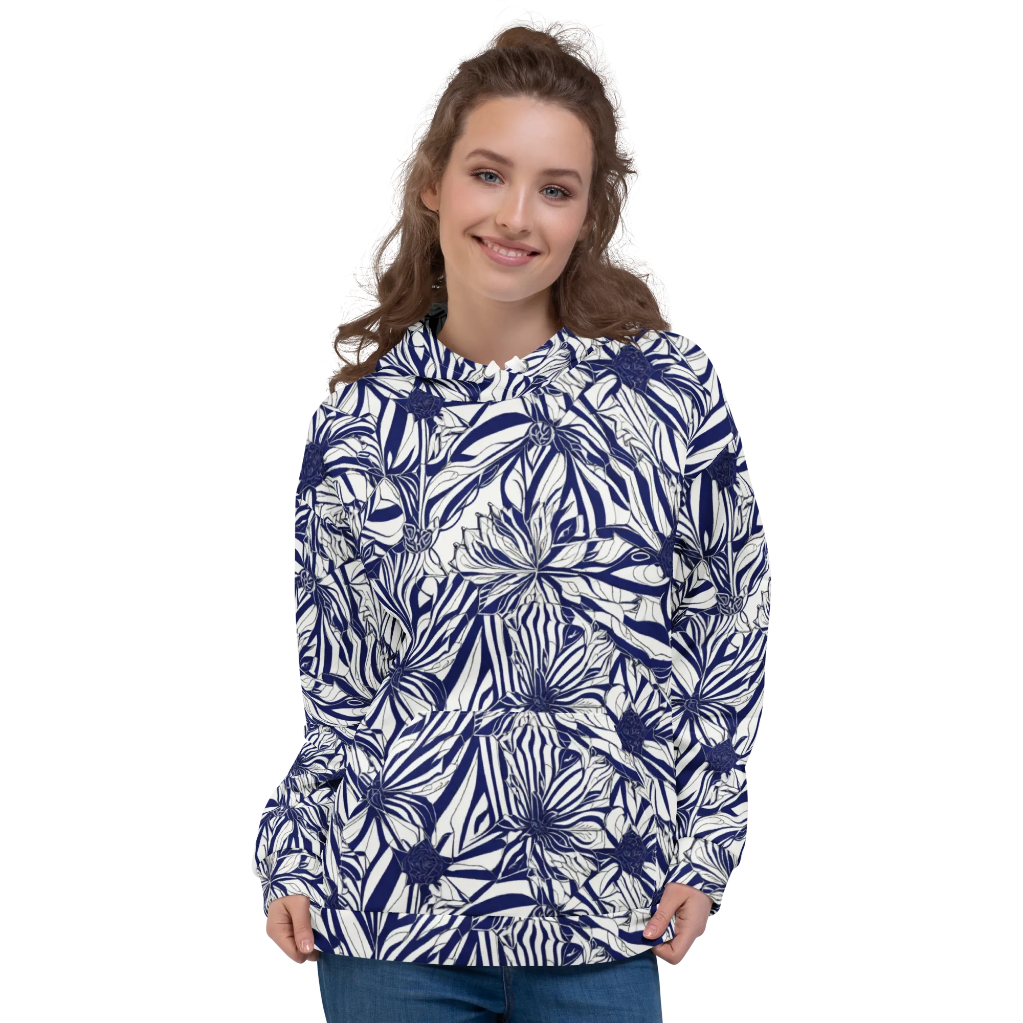 Navy Botanica on Hoodie — Front