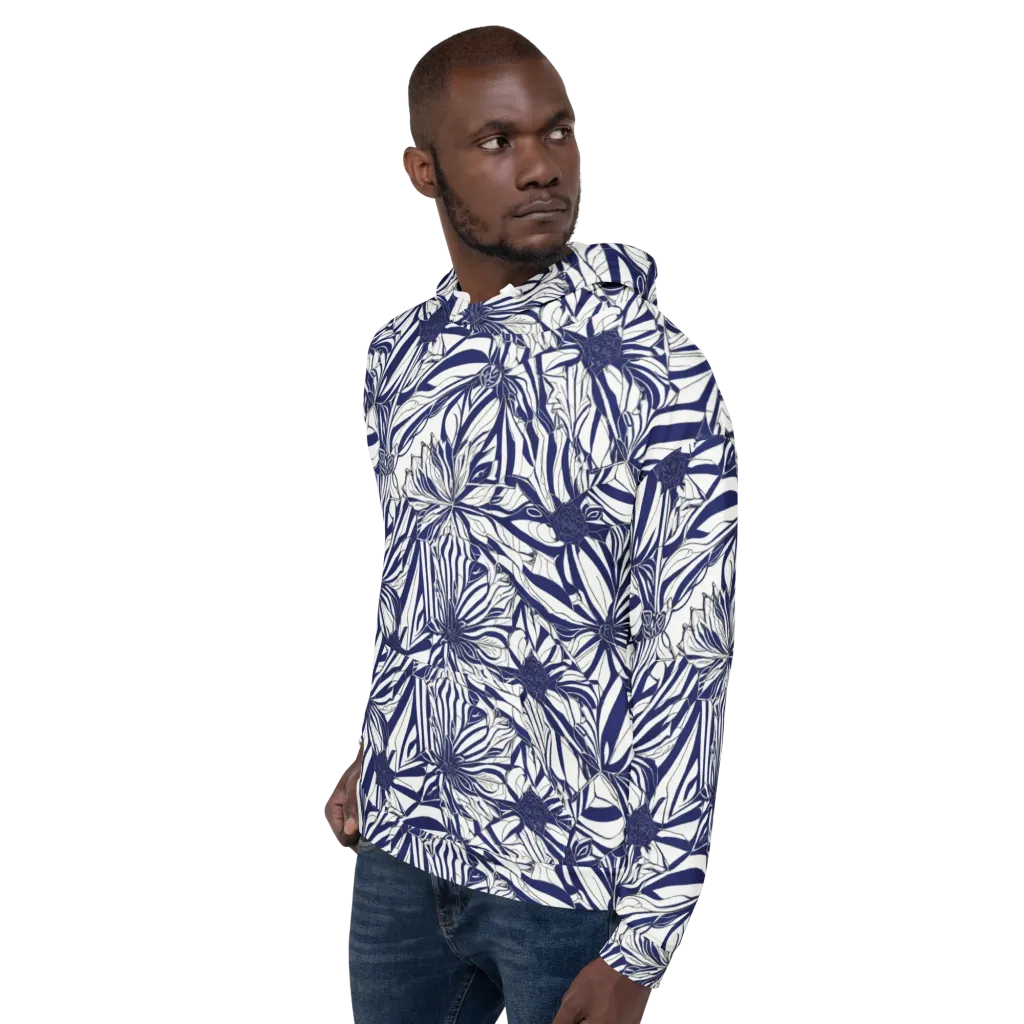 Navy Botanica on Hoodie — Left