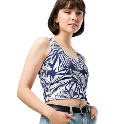 Navy Botanica on a Crop Top