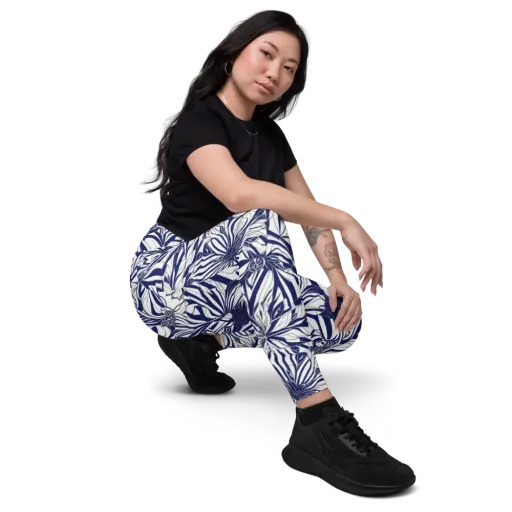 Navy Botanica on a Leggings with Pockets