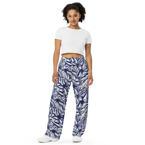 Navy Botanica on a Wide-Leg Pants