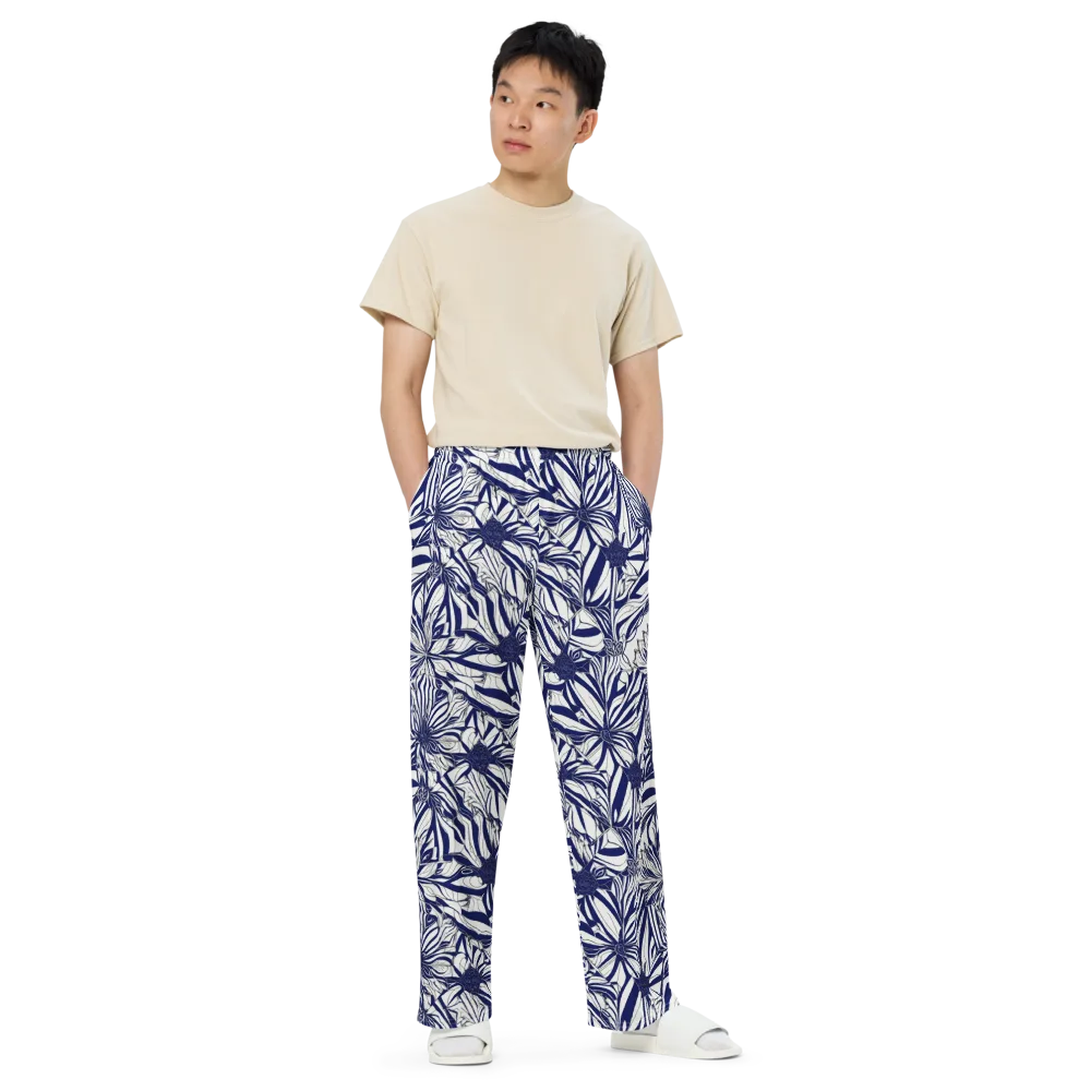 Navy Botanica on Wide-Leg Pants — Front