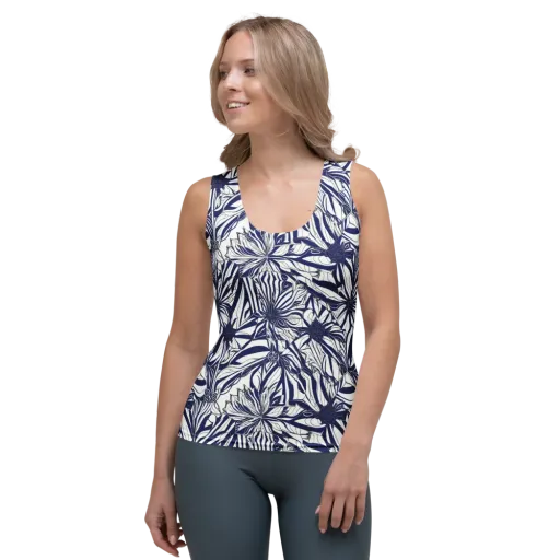 Navy Botanica on a Women's Tank Top