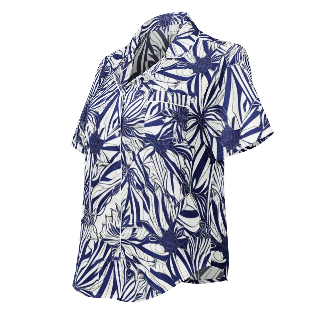 Navy Botanica on Women's Short Sleeve Pajama Top — Left Front