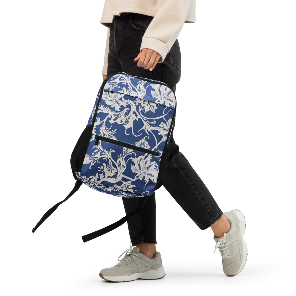 Blue Garden Scroll on Utility Backpack — Front