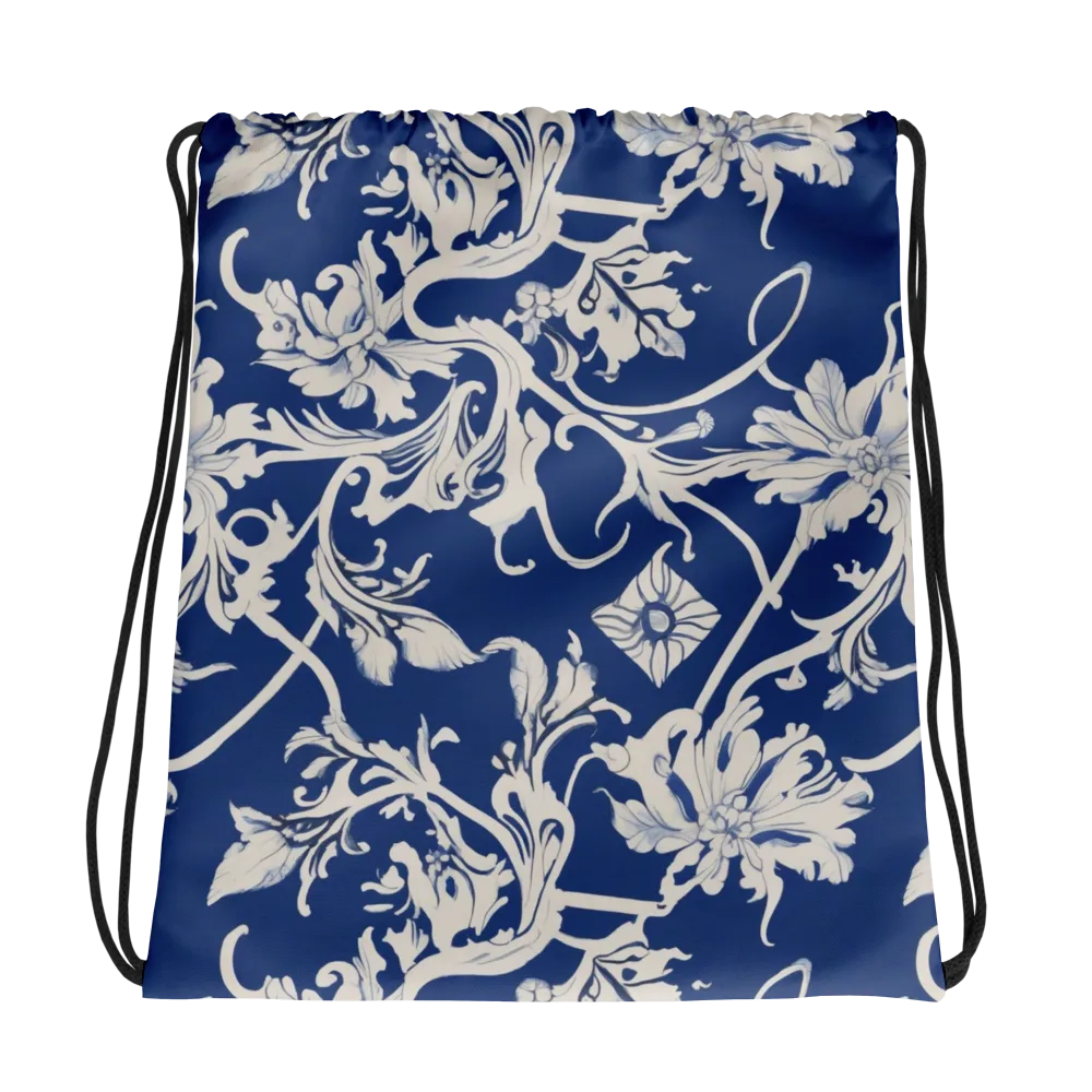 Blue Garden Scroll on Drawstring Bag — Photo