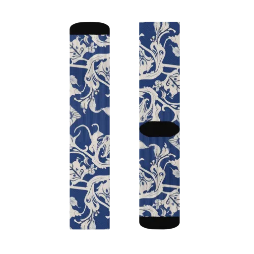 Blue Garden Scroll on a Socks