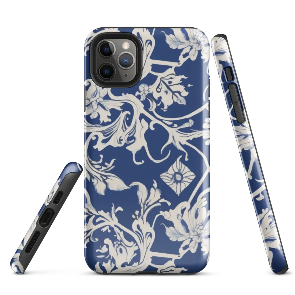 Blue Garden Scroll on Tough Case for iPhone® — Front