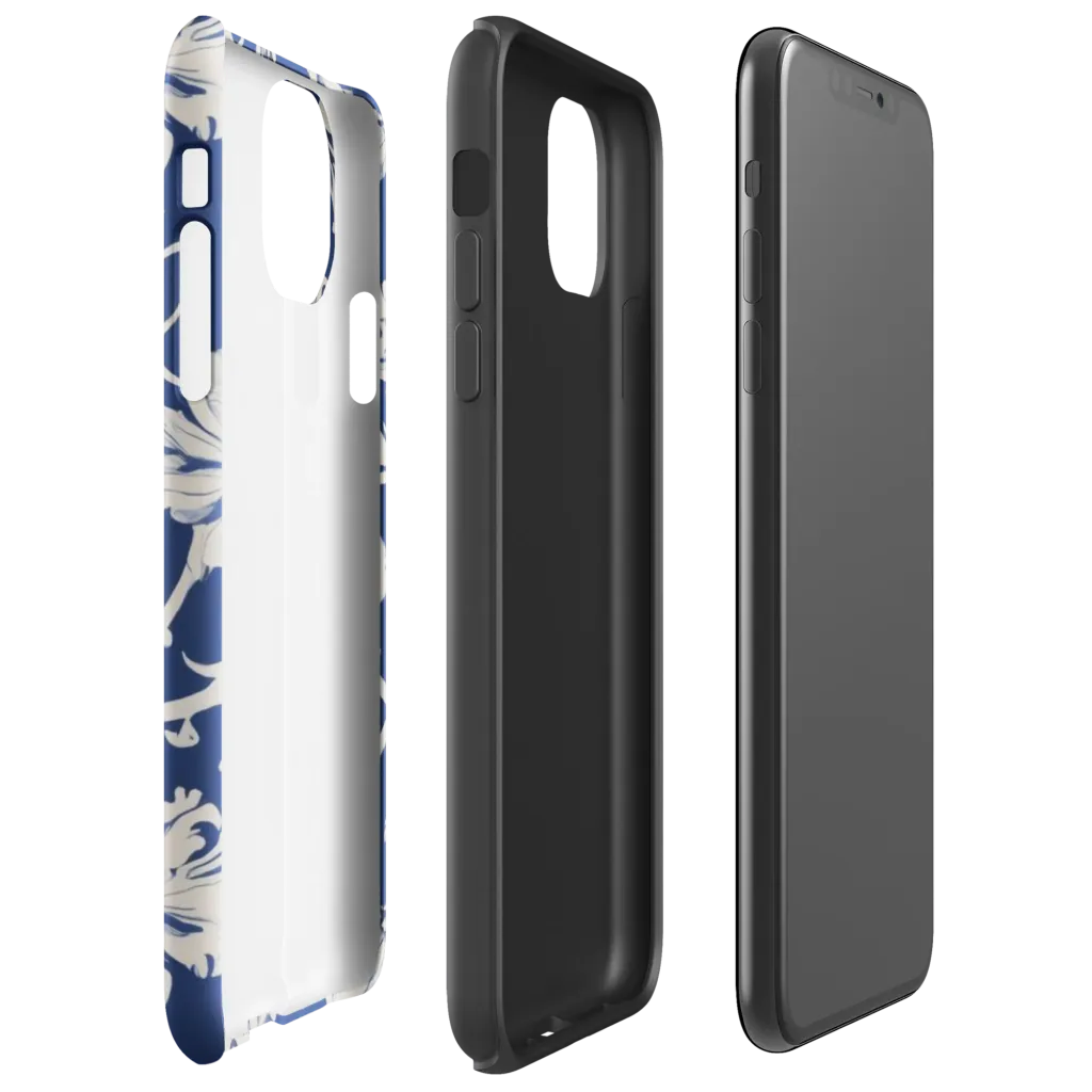 Blue Garden Scroll on Tough Case for iPhone® — Right