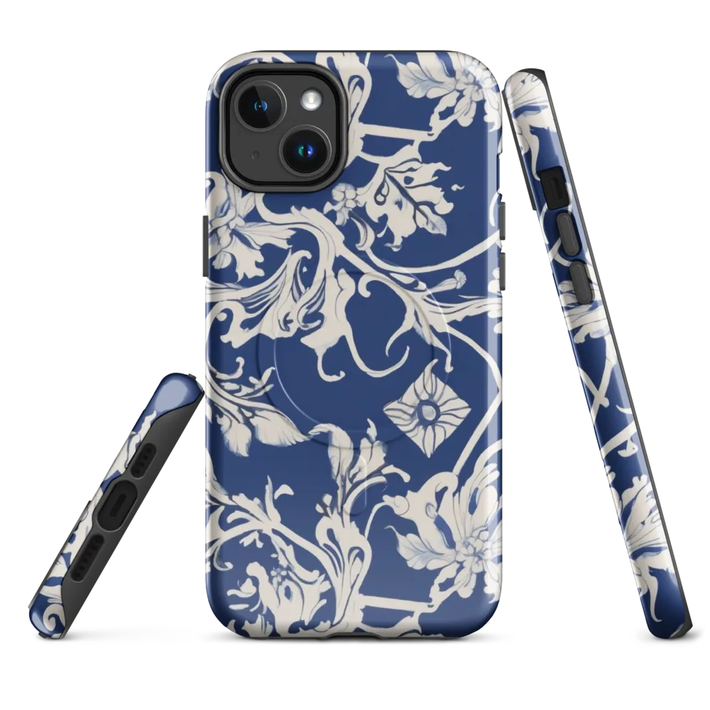 Blue Garden Scroll on MagSafe Tough Case for iPhone® — Front