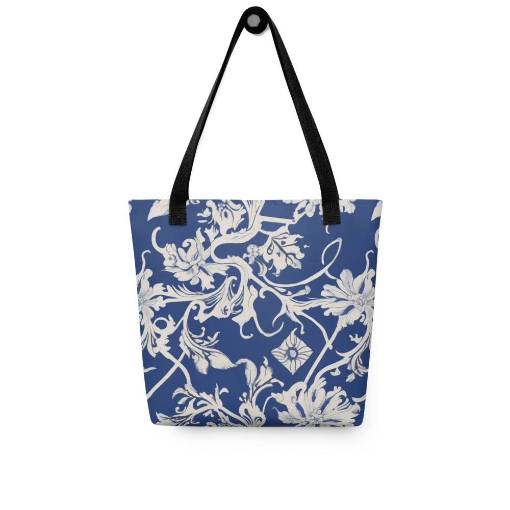 Blue Garden Scroll on Tote Bag — Front