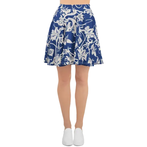 Blue Garden Scroll on a Skater Skirt
