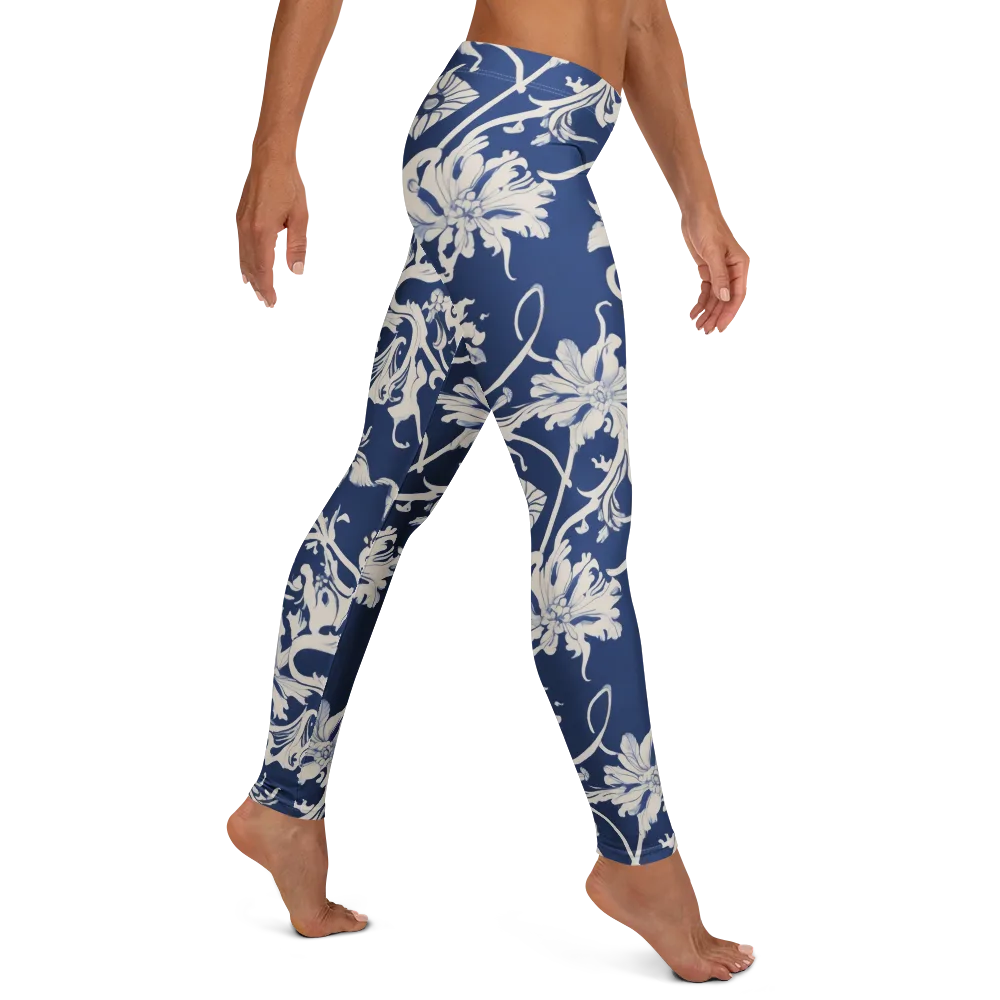 Blue Garden Scroll on Leggings — Right