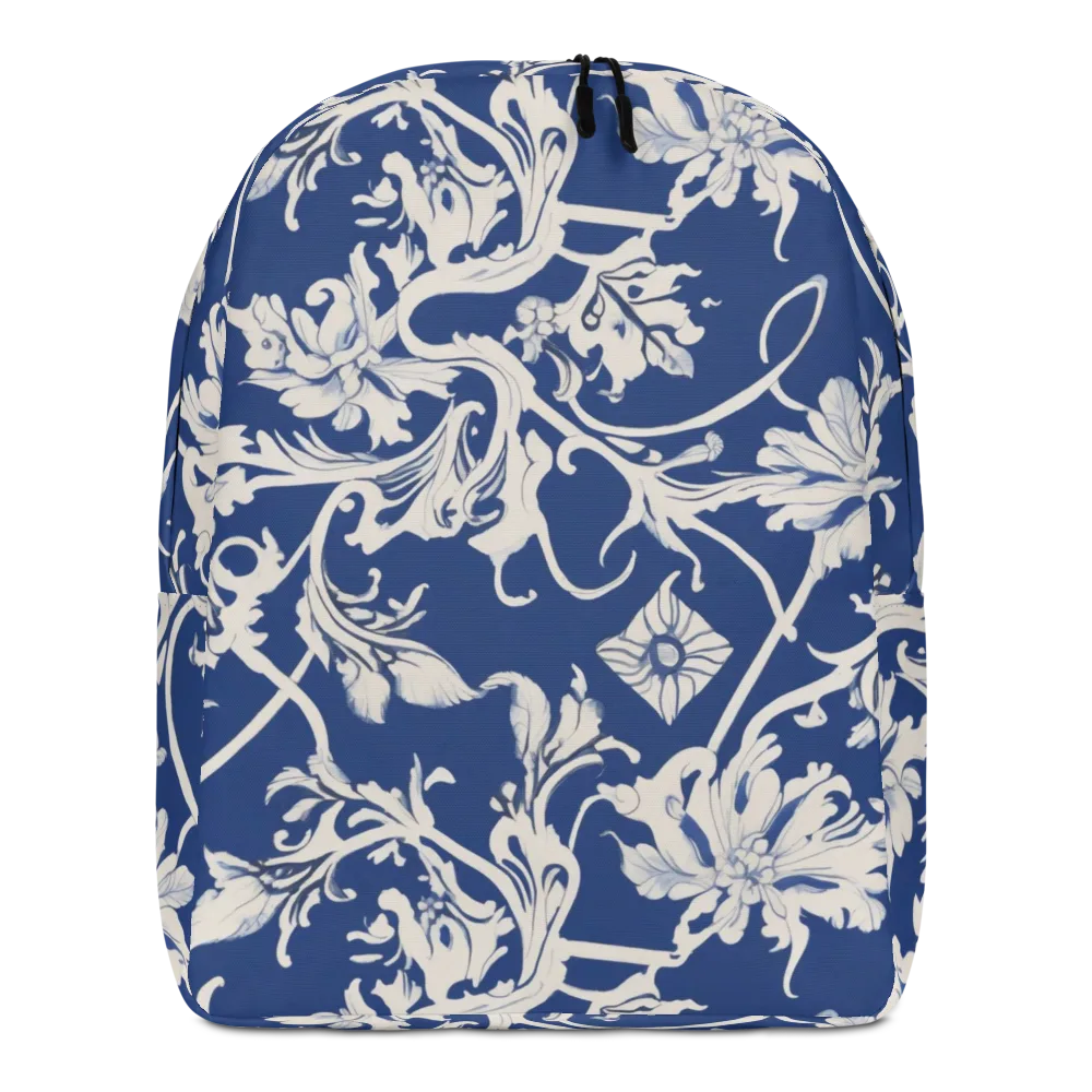 Blue Garden Scroll on Minimalist Backpack — Front