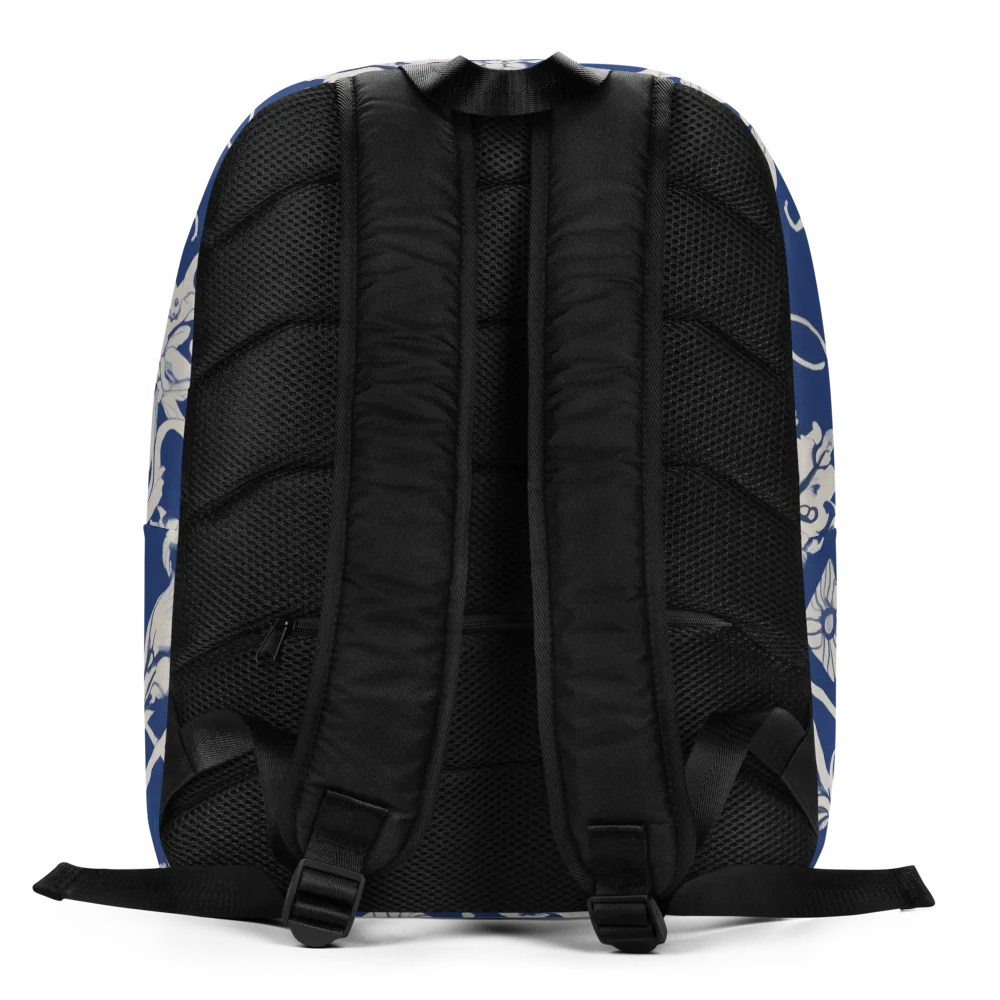 Blue Garden Scroll on Minimalist Backpack — Back