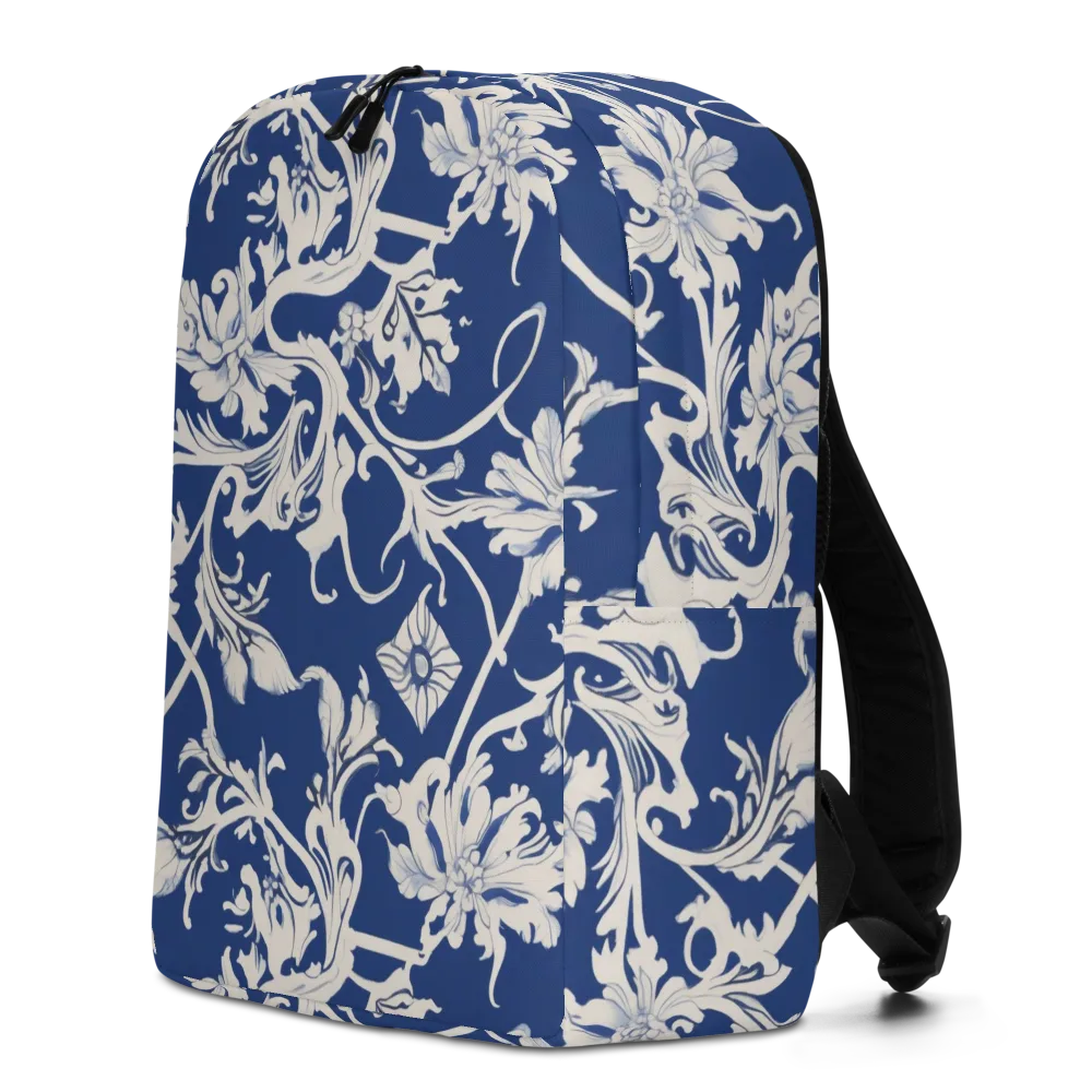 Blue Garden Scroll on Minimalist Backpack — Left