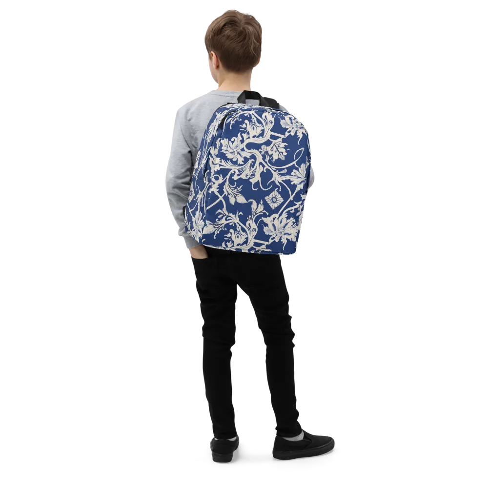 Blue Garden Scroll on Minimalist Backpack — Right Front