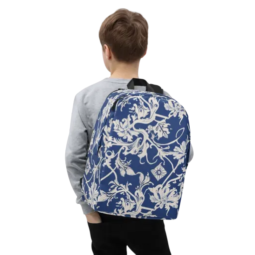 Blue Garden Scroll on a Minimalist Backpack
