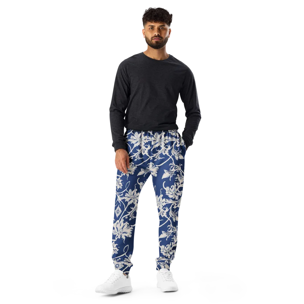 Blue Garden Scroll on Men's Joggers — Front
