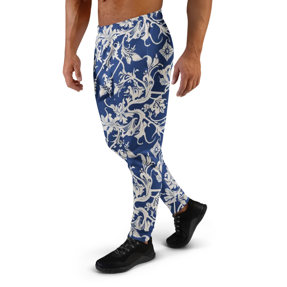 Blue Garden Scroll on Men's Joggers — Left