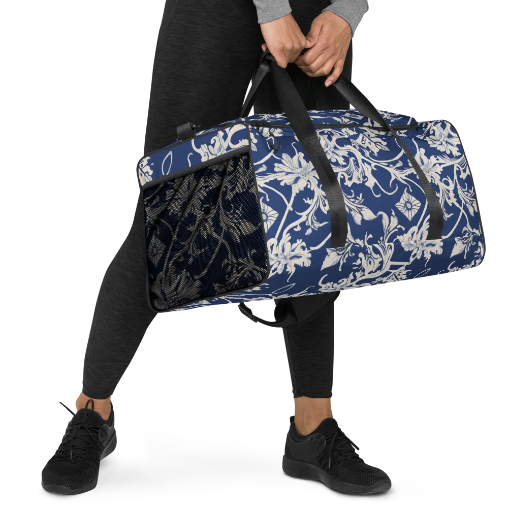 Blue Garden Scroll on Duffle Bag — Right Front