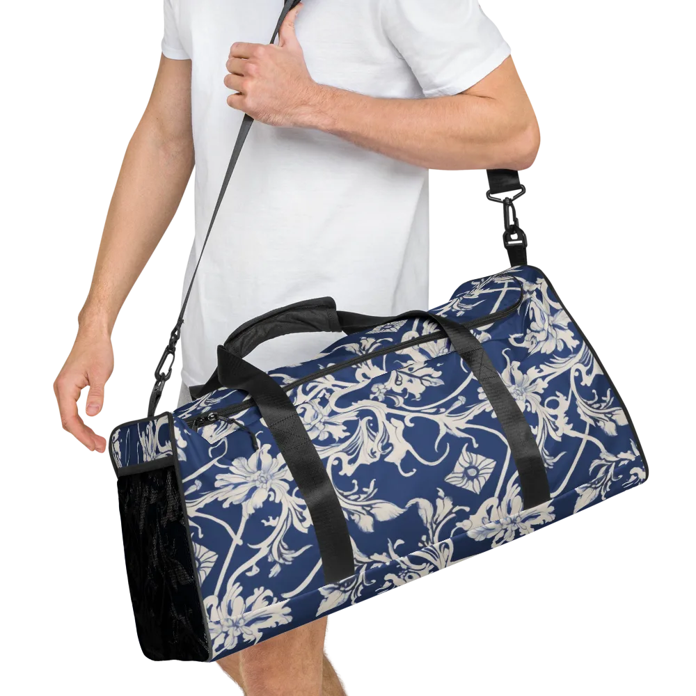 Blue Garden Scroll on Duffle Bag — Right Front