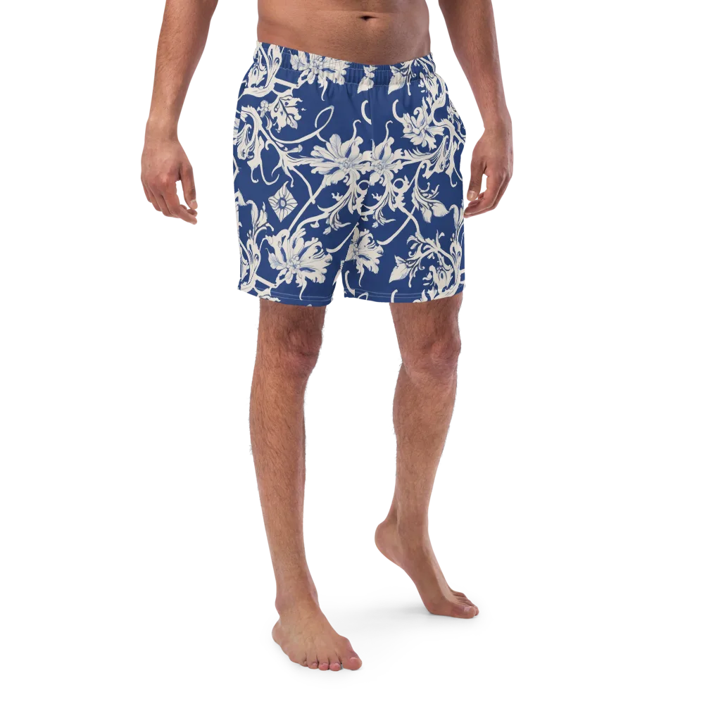 Blue Garden Scroll on Swim Trunks — Front