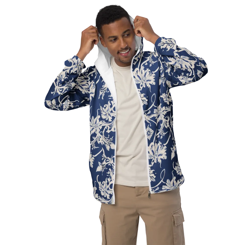 Blue Garden Scroll on Men's Windbreaker — Front