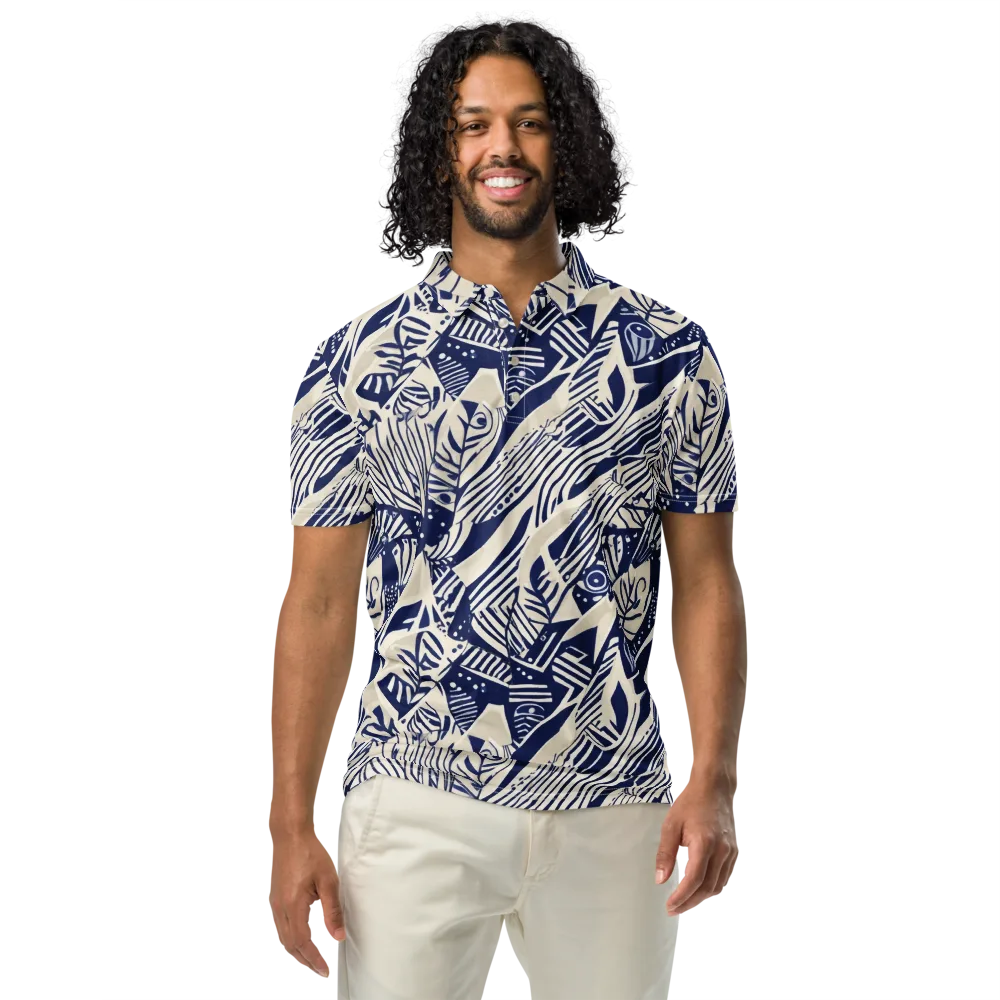 Indigo Jungle on Men's Slim Fit Polo Shirt — Front
