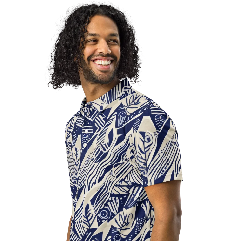 Indigo Jungle on Men's Slim Fit Polo Shirt — Left Front