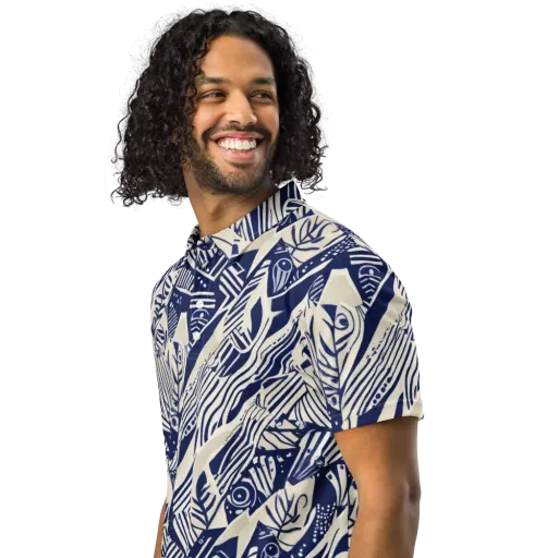 Indigo Jungle on a Men's Slim Fit Polo Shirt