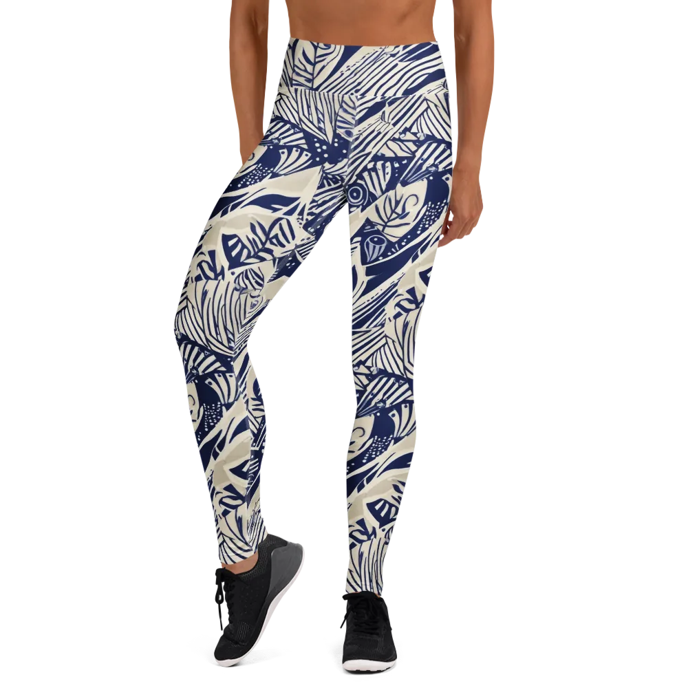 Indigo Jungle on Yoga Leggings — Front