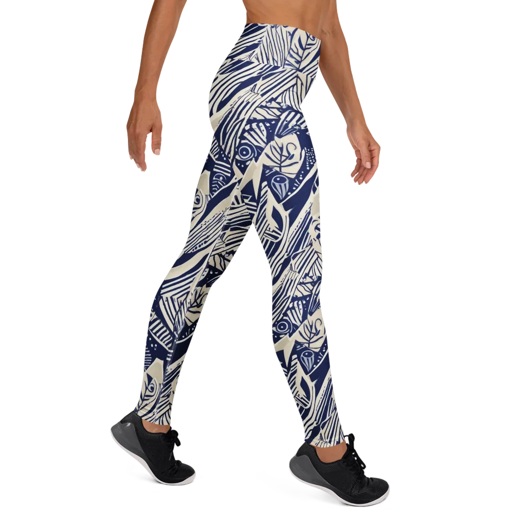 Indigo Jungle on Yoga Leggings — Right
