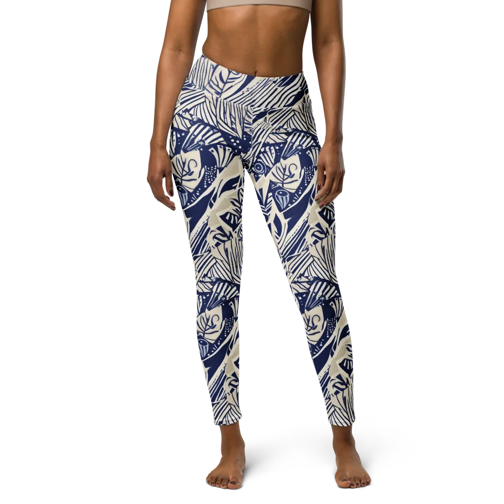 Indigo Jungle on Yoga Leggings — Front