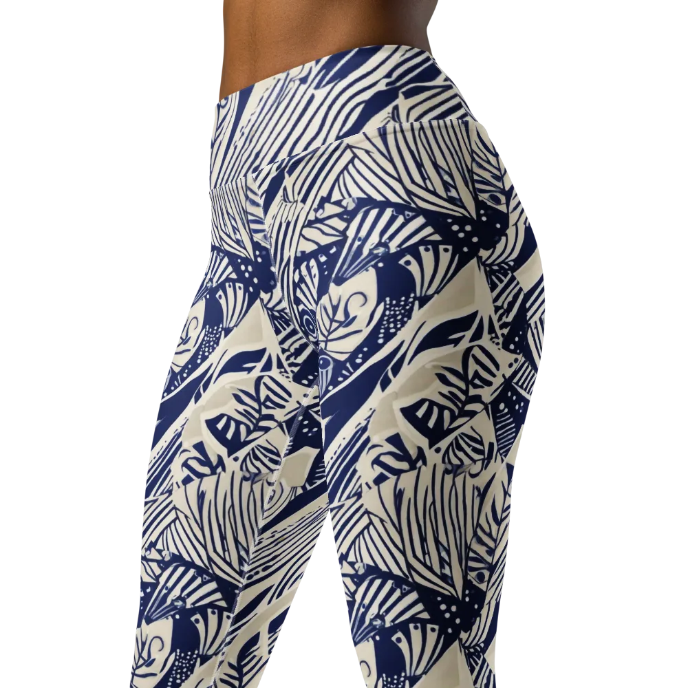 Indigo Jungle on Yoga Leggings — Left Front