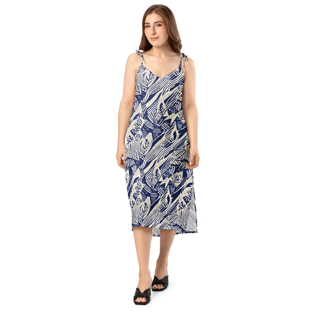 Indigo Jungle on Slip Dress — Front