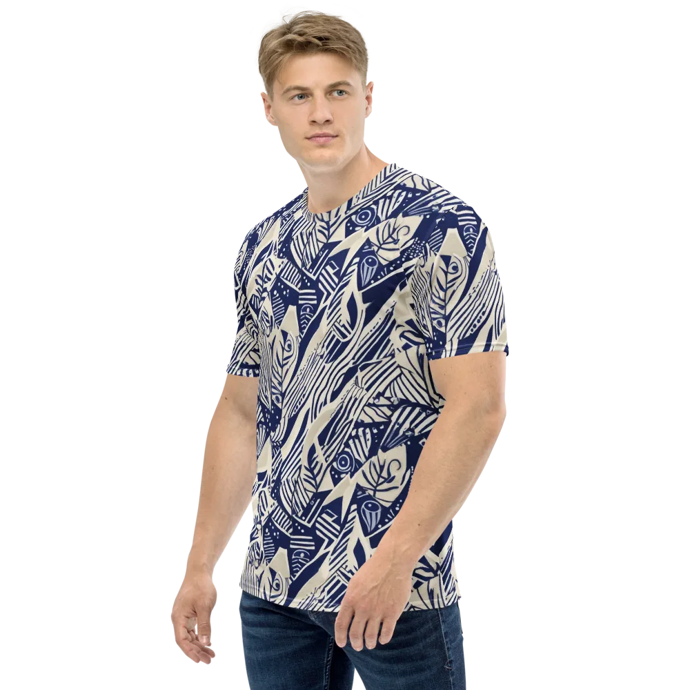Indigo Jungle on Men's Crew Neck T-Shirt — Left