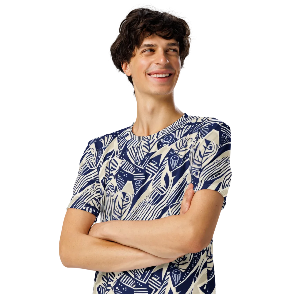 Indigo Jungle on Men's Crew Neck T-Shirt — Left Front