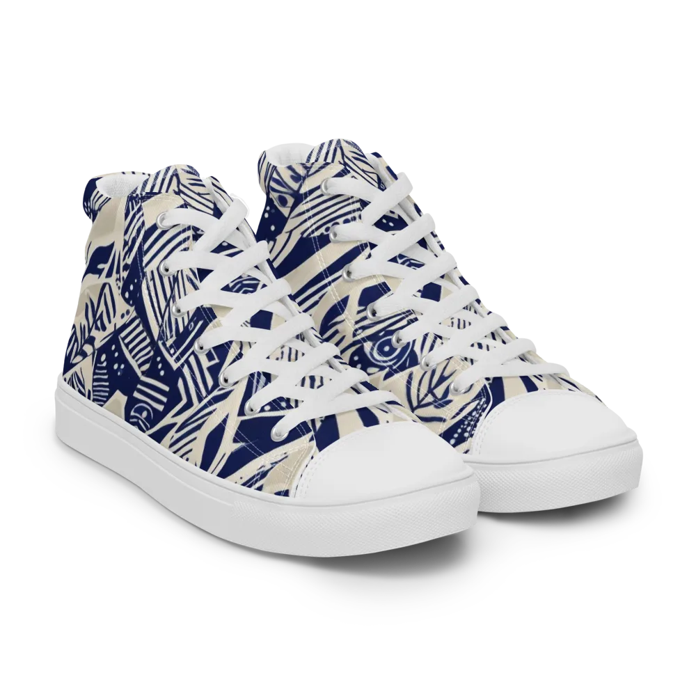 Indigo Jungle on Men's High Top Canvas Shoes — Right Front