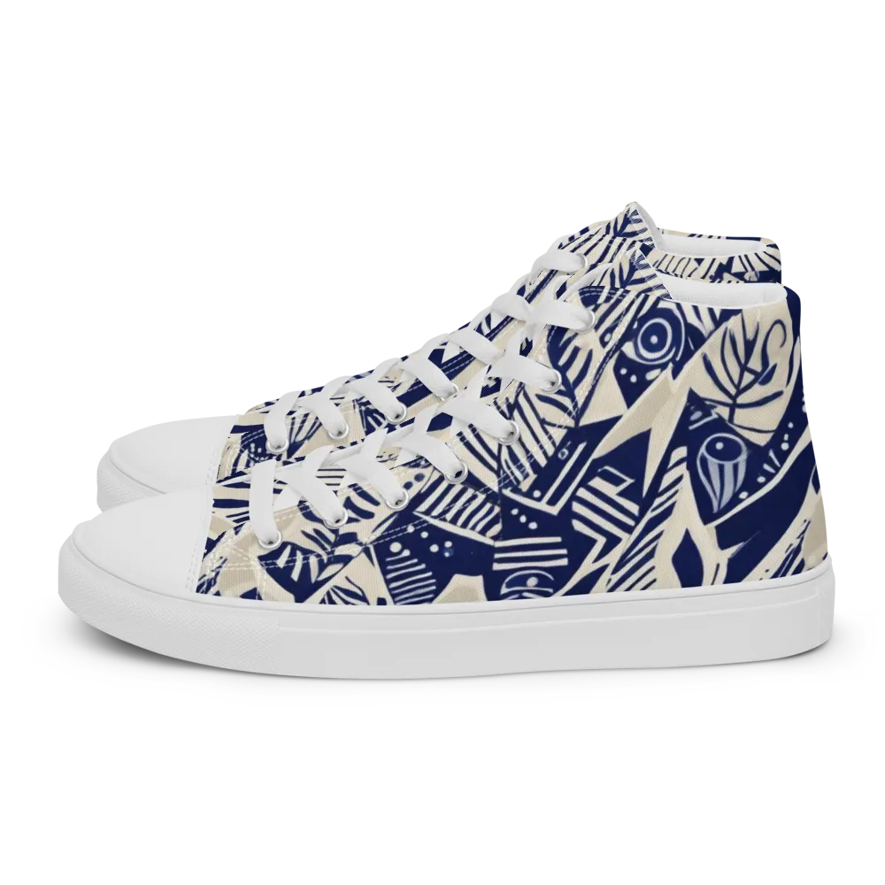 Indigo Jungle on Men's High Top Canvas Shoes — Left