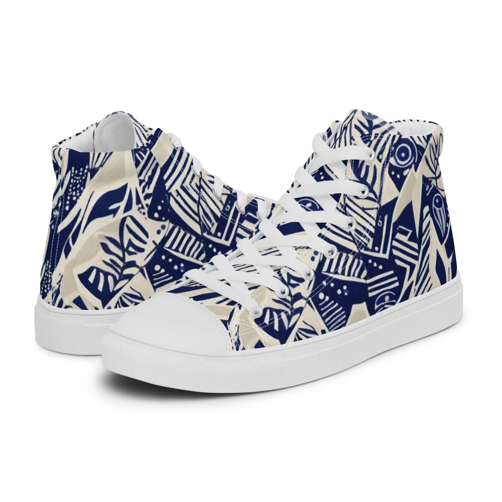 Indigo Jungle on Men's High Top Canvas Shoes — Left