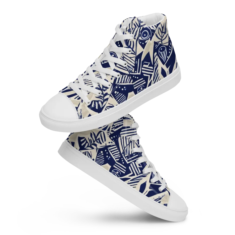 Indigo Jungle on Men's High Top Canvas Shoes — Front