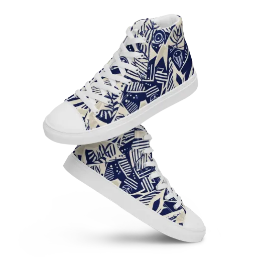 Indigo Jungle on a Men's High Top Canvas Shoes