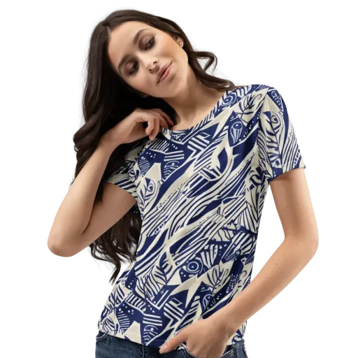 Indigo Jungle on a Women's Crew Neck T-Shirt