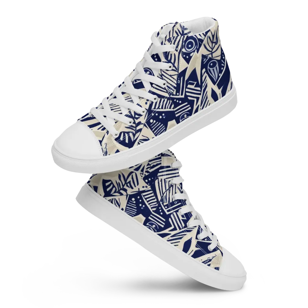 Indigo Jungle on Women's High Top Canvas Shoes — Front