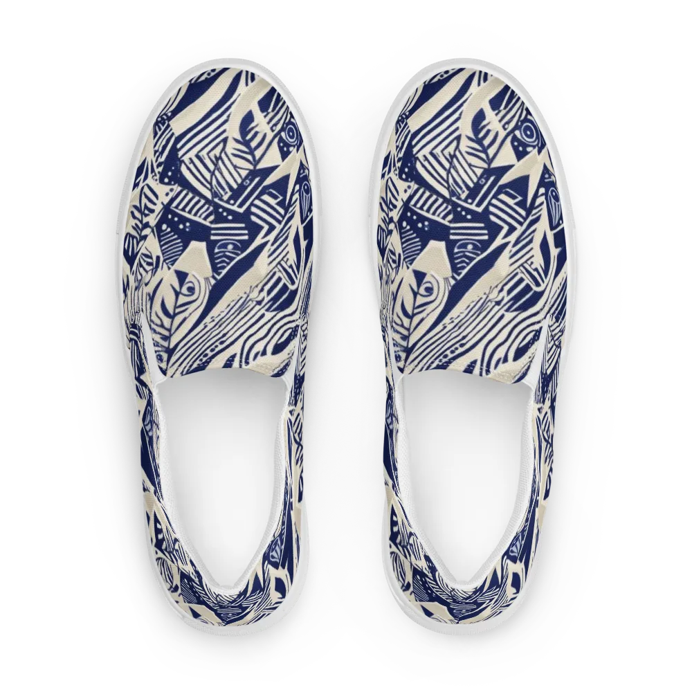 Indigo Jungle on Men's Slip-On Canvas Shoes — Front