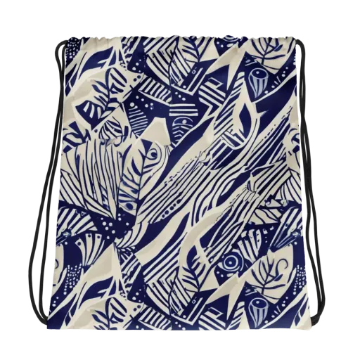 Indigo Jungle on a Drawstring Bag