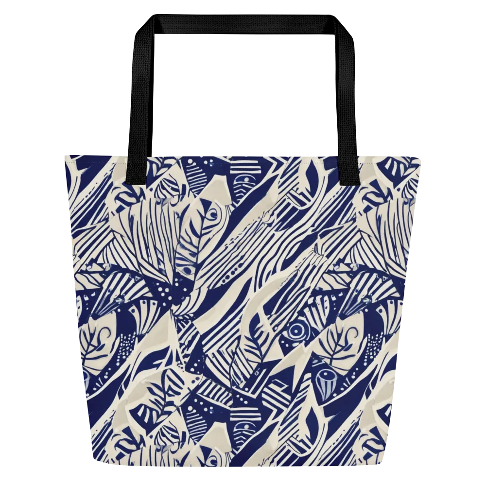 Indigo Jungle on Large Tote Bag W/ Pocket — Front