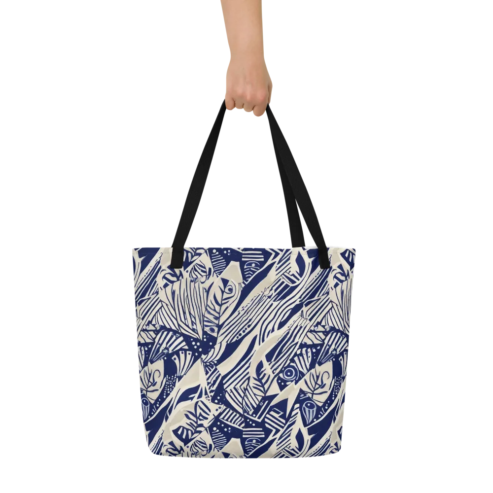 Indigo Jungle on Large Tote Bag W/ Pocket — Front