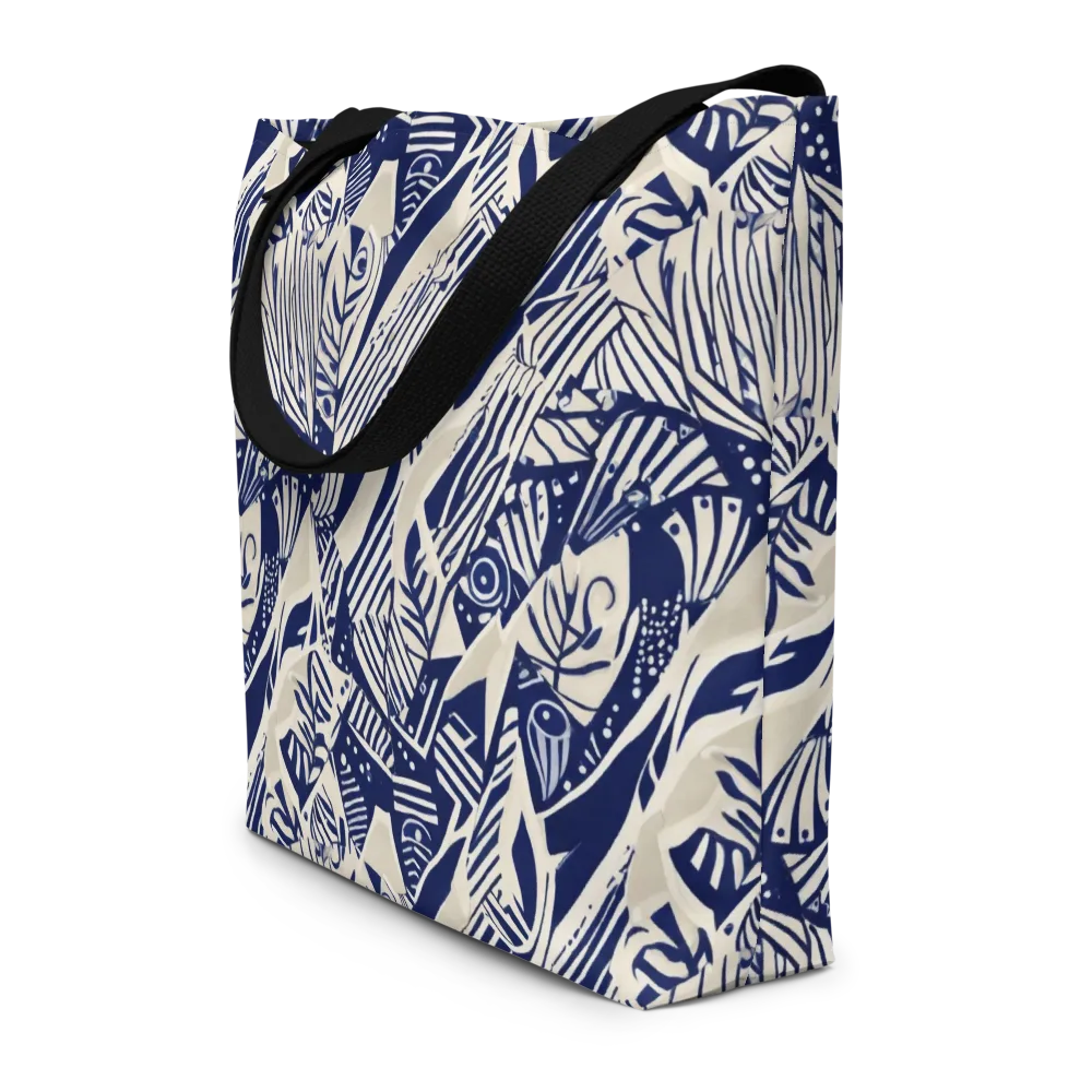 Indigo Jungle on Large Tote Bag W/ Pocket — Front